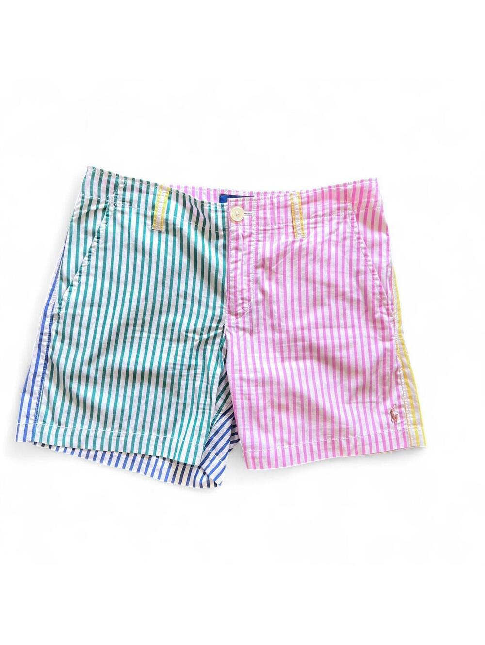 Polo Ralph Lauren Patchwork Candy Stripe Shorts Color Block Preppy Fun Sz 16 XS